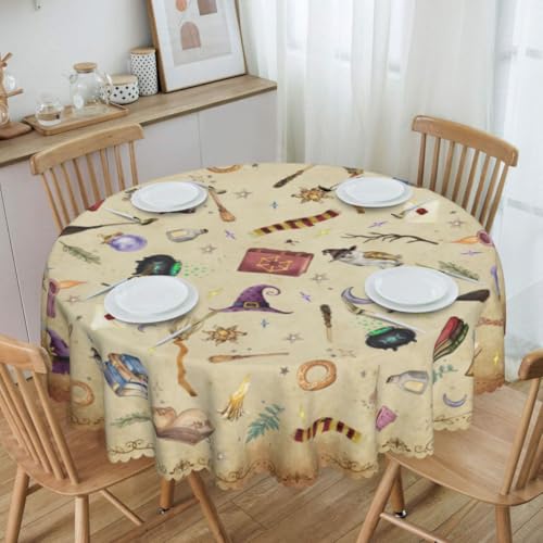 Tarot Witchy Table Cloths, Gothic Astrology Magical Witch Moon Star Halloween Theme Rustic Coffee Table Cover Decor for Kitchen Dining Room Outdoor Home Party, 36" Round - color: Witchy-1, size: 36" (Round)