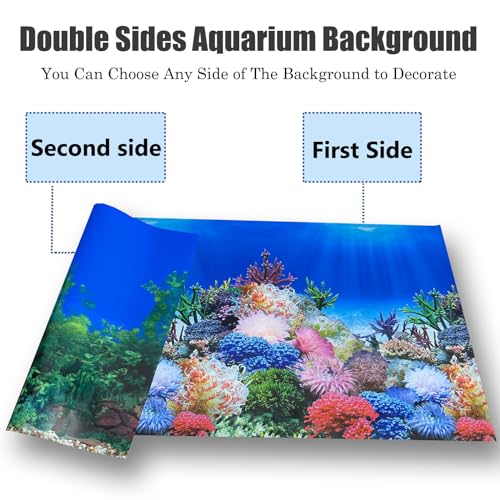 Fish Backgrounds Paper Double Sides Undersea Aquarium Background Poster Colorful Sea Anemone Fish Tank Background Sticker Decorations 16"x 33"
