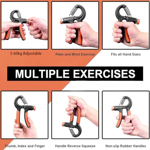 Hand Grip Strengthener 2 Pack Adjustable Resistance 5-60kg (10-130lb) Forearm Wrist Finger Exerciser Grip Strength Trainer Squeezer for Workout - color: Black