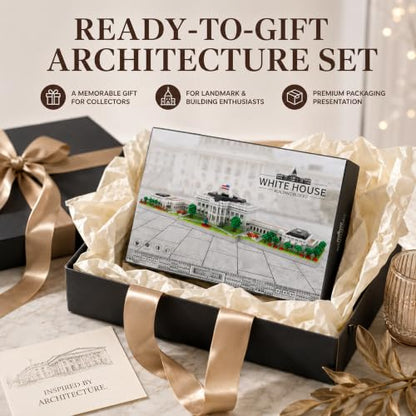 White House Micro Building Block Set 3000 Pcs Washington DC Architecture Model Kit for Adults & Teens US Historic Landmark Home Office Desk Decor Display Souvenir Gift - style: White House