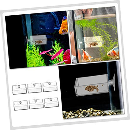 6pcs Acrylic Aquarium Feeder Bowls with Cups for Feeding Freshwater and Shrimp Tanks Compact and Convenient Food Holders