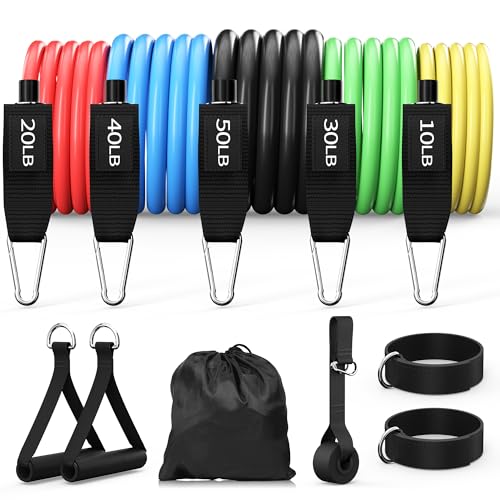 Resistance Bands Set with Handles, Exercise Bands for Working Out, Home Gym Workout Bands, Fitness Equipment for Men & Women Strength Training -fu