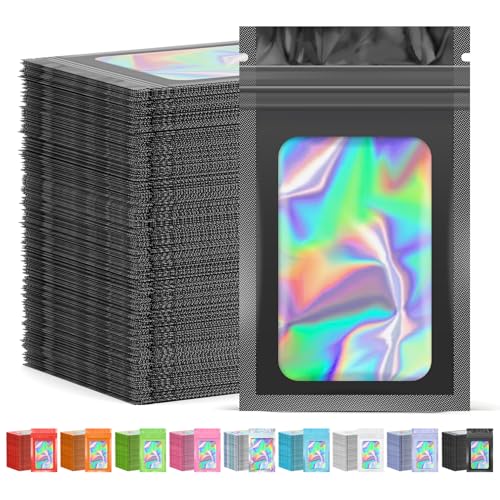 JETMORE Holographic Bags, 300 PCS Mylar Bags, Black Candy Bags, 2.4x3.9in - color: Black, size: 300pcs-2.4*3.9inch
