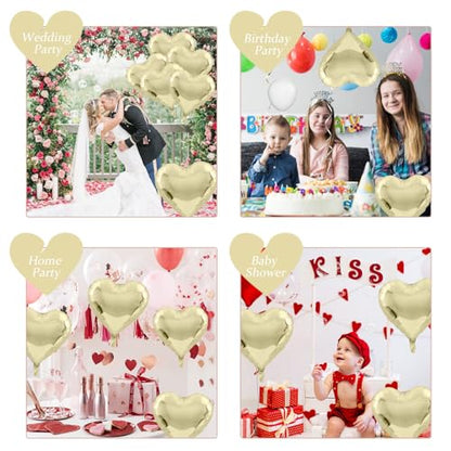Light Gold Heart Balloons, 10PCS Love Foil for Wedding Bridal Shower Party - color: Light Gold