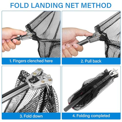 Fishing Net with Handle with Storage Bag,Portable Telescopic Fishing Net Telescoping Handle,Fish Net,Fishing Nets,Extend to 40-63 Inches for Kids Men Women - style: 1 Pack - 50" Full + 1 Carry Bag