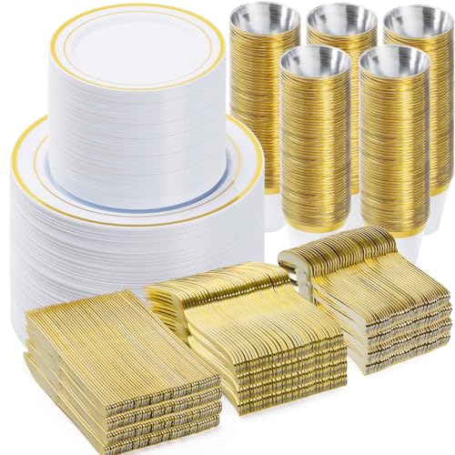 BESTVIP 900PCS Gold Dinnerware Set for 150 Guests, - color: Gold, size: 150 Guests