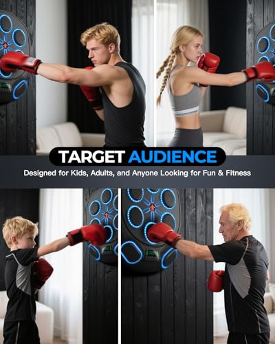 Smart Music Boxing Machine | 8 Target&Interactive Punching Trainer | ABS+EVA+PC Durable Construction | 5 Sensor Chips for Fast Punch Response | Secure Wall Mount | Fun Workout for Kids & Adults