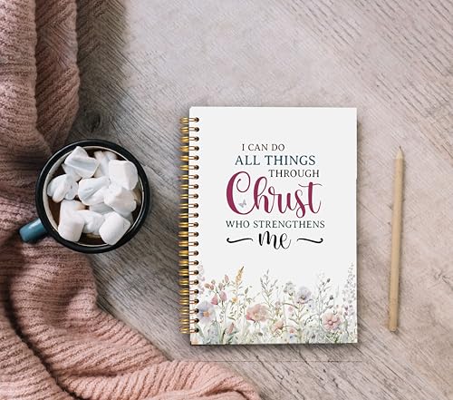 Watercolor Flower Christian Notebook Journal, Christian Gifts for Women Faith, I Can Do All Things Bible Journal Notebooks for Note Taking, Faith Based Gifts, Spiral Notebook 5.5x8.3 Inch - color: 19-Christian-notebook
