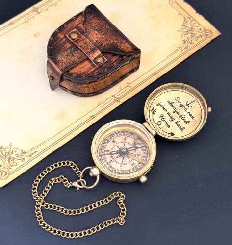 Brass Compass - So You can Always find Your Way Back Home - Engraved Compass - Personalized Compass - Anniversary Mens Gift - Graduation Gift - Gift for Boys/Mens