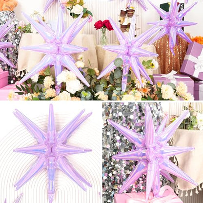9Pcs Iridescent Purple Star Balloons, Spike Foil Balloons Kpop Decor - color: Iridescent Purple