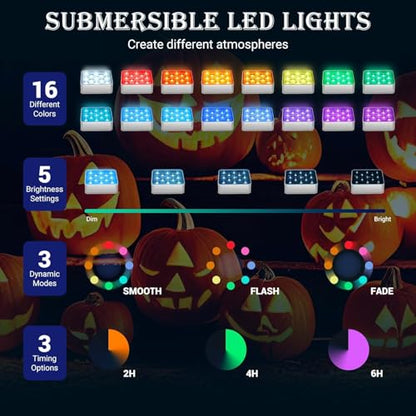 LOFTEK Rechargeable Pool Light with Magnetic, Submersible LED Lights with Remote, 13 LEDS Underwater Light,16 Color Changing & Waterproof for Inground, Above Ground Pool, Shower, Hottub, Pond (8 Pack) - size: 8 Pack