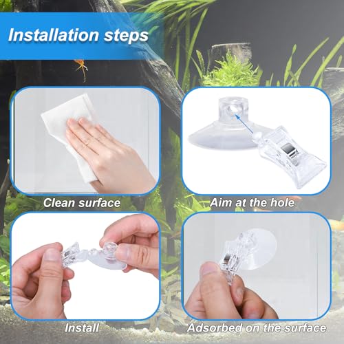 Aquarium Plant Clip - Suction Cup Clips for Convenient Fish Feeding | Rust-Proof Material, Secure Hold, Water-Safe Accessories (8)