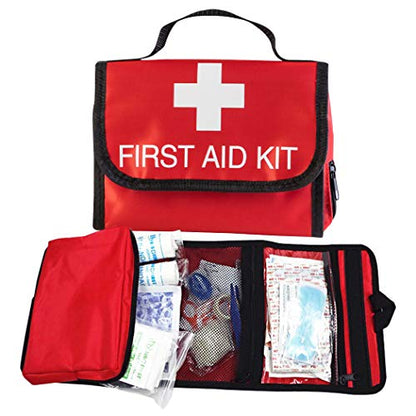 Nylon First Aid Empty Kit,Compact and Lightweight First Aid Bag for Emergency at Home, Office, Car, Outdoors, Boat, Camping, Hiking(Bag Only) (2 Pack Red Foldable) - size: 9.7*8.1 Inch