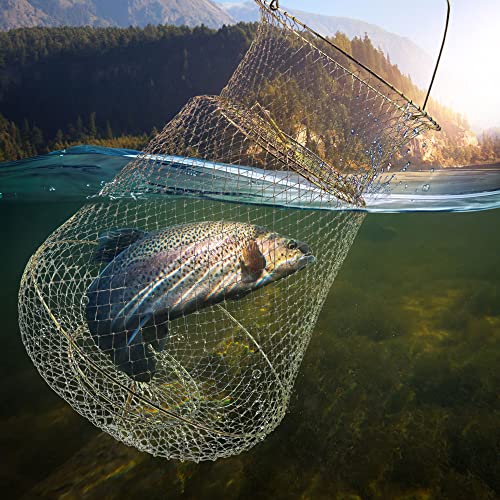 Galvanized Steel Wire Fish Baskets,Portable Fishing Basket for Fish Outdoor,Collapsible Wire Fish Baskets，Minnow Bucket. - size: Medium -13X22 INCH