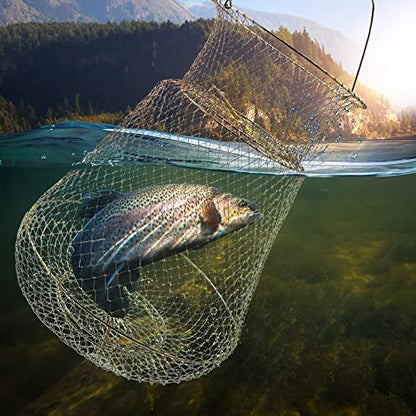 Galvanized Steel Wire Fish Baskets,Portable Fishing Basket for Fish Outdoor,Collapsible Wire Fish Baskets，Minnow Bucket. - size: Medium -13X22 INCH
