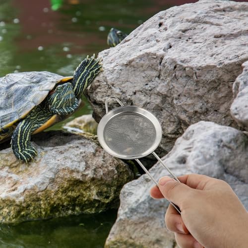 ERINGOGO 2pcs Stainless Steel Reptile Sand Mesh Shovel with Fine Filter for Sand Bedding Drainage and Waste Scooping in Terrarium Cleaning Supplies
