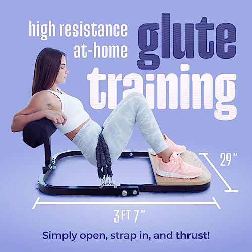 BootySprout Hip Thrust Machine for High Resistance Glute Training - Home Gym Workout - Comes with 45, 90, and 135 Lbs of Resistance - color: Black