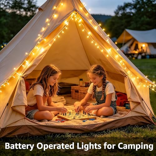 Ollny Fairy Lights Battery Operated 33FT 100LED Warm White, Clear Wire - color: Warm White-(Clear Wire), size: 100 LED