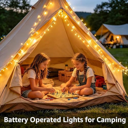 Ollny Fairy Lights Battery Operated 33FT 100LED Warm White, Clear Wire - color: Warm White-(Clear Wire), size: 100 LED