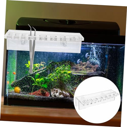 VANZACK Acrylic Aquarium Tool Organizer Rack for Fish Tank Maintenance Lightweight Wall-Mounted Storage for Scissors Tweezers and Tongs Design for Easy Access and Installation