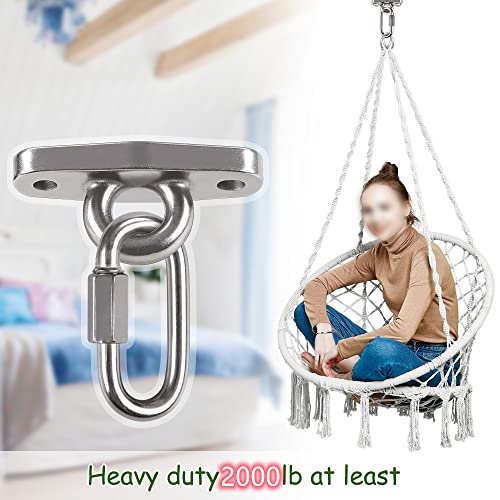 2 Heavy Duty Swing Hangers Anti-Rust 304 Stainless Steel,2000LB Swivel Swing Set Brackets,for Playground,Porch, Yoga, Swing Seat,Hammock