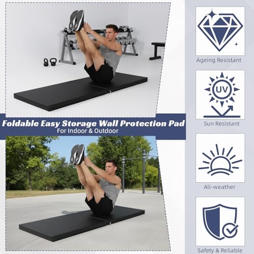 1-Piece Wall Pads for Gym, 2" Thick Wall Cushion Padding Basketball Court Garage Wall Mount Protector, 60" L x 24" W Anti Collision Exercise Mats for Basement Taekwondo - color: Black