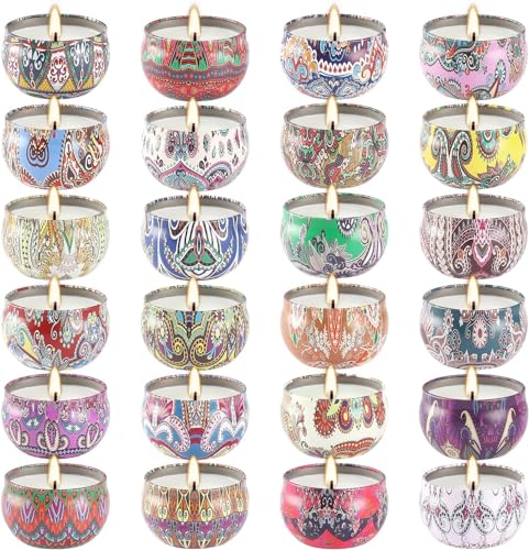 WPONSZU Scented Candles Gifts Set 24 Pack Soy Wax Travel Tin Jar Candles for Home 2.5 OZ jar Candles for Mom for Christmas, Birthday, Thanksgiving, Mother's Day - color: 24brown