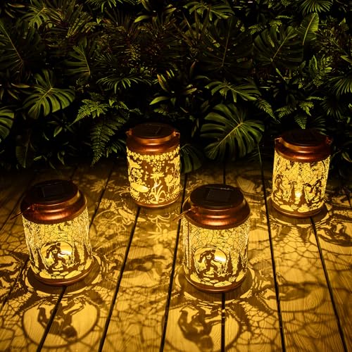 YISITEONE Bigfoot Outdoor Solar Lanterns, Garden Waterproof Metal Hanging Decor Lights for Patio Yard Pathway Lawn Front Porch, Big Foot Sasquatch Birthday Gardening Gifts for Men Women Mom Grandma - style: Bigfoot