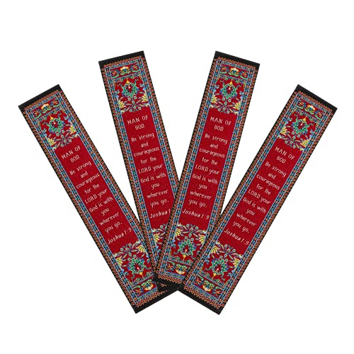 Man of God, Bulk Pack of 4 Woven Fabric Bible Verse Bookmarks, Silky Soft & Flexible Religious Bookmarkers for Novels Books & Bibles, Memory Verse Gift, Traditional Turkish Woven Design - color: Man of God - 4 Pack