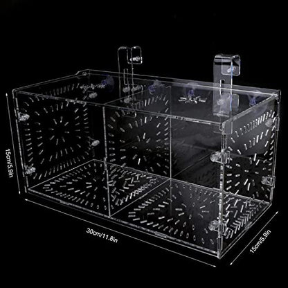 Fish Isolation Breeding Box Acrylic Incubator Floating Aquarium Hatchery Breeding and Parenting Box for Fish Aquarium(30CM*15CM*15CM)