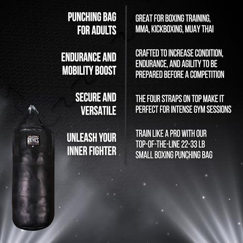 CLETO REYES Heavy Punching Bag for Adults Boxing Training Equipment, MMA, Kickboxing, Muay Thai, Leather, Small, Black - size: Filled