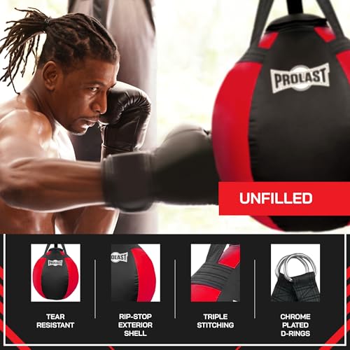 Wrecking Ball Heavy Punching Bag for Adults, Hook and Uppercut, Body Snatcher, Boxing, MMA, Muay Thai, 65 lbs, Classic - color: Red / Black, style: Unfilled