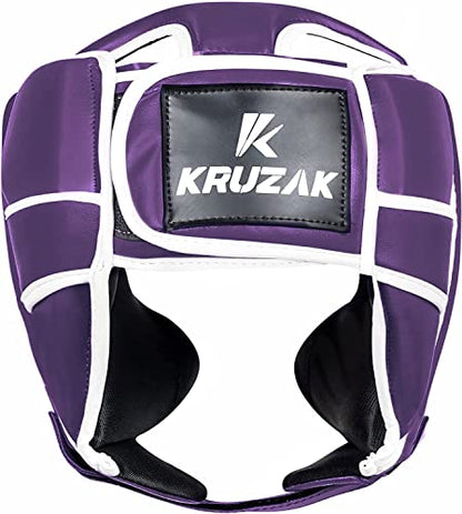 Kruzak Unisex Boxing Headgears - MMA Training, Adjustable Padded, Kara,Muay Thai Headgear, Kickboxing, Sparring, Martial Arts, Karate, Taekwondo MMA Body Equipment - color: Purple, size: Small-Medium