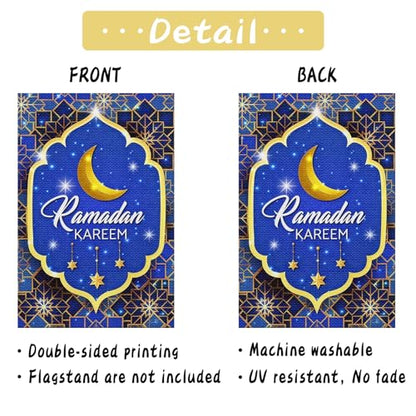 Ramadan Kareem Garden Flag, Muslim Festival Party Farmhouse Yard Flag Ramadan Eid Kareem Muslim Outdoor Indoor Decor O Holy Night Lawn Decoration 12 x 18inch