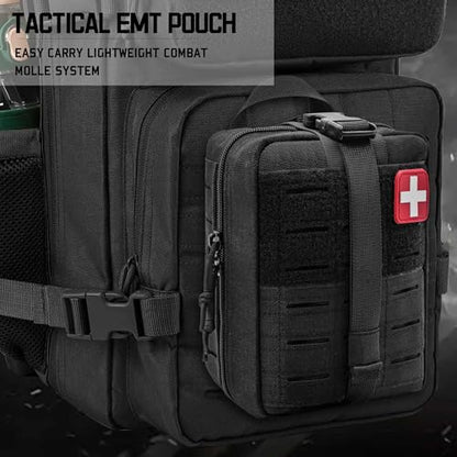 Molle Ifak Pouch Rip Away, Molle Tactical Medical Pouch, Empty First Aid Kit Bag for Duty Belt (1 Pack-Black) - color: 1 Pack-black