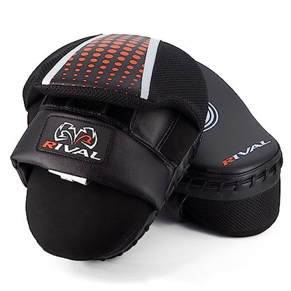 RIVAL Boxing RAPM Pro Punch Mitts - Padded Finger Protector, Pre-Curved, High-Density, Impact-Resistant Foam, and Airflow System - color: Black