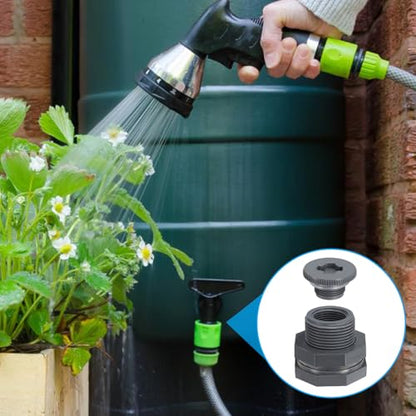PATIKIL PVC Bulkhead Fitting with Plug NPT 3/4", 2 Pack Bulkhead Water Tank Connector with Silicone Seal Gasket Garden Hose Fitting with Plug for Rain Bucket, Sinks, Aquariums, Gray