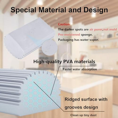 6 Pack Damp Clean Duster Sponge,Dusting Sponge Duster for Housekeeping,Reusable Household Cleaning Sponge for Blinds, Fan Blades,Mirrors,Glass, Baseboards,Window Track Grooves and Car (Grey) - color: Gray