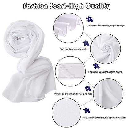 Yeieeo Chiffon Head Wraps for Women - Solid Color Fashion Bubble Chiffon Scarf Hijab - color: White