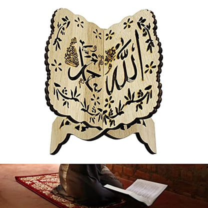 Muslim Book Holder, Wooden Book Holder, Quran Book Stand, Exquisite Engraving Beautiful Polished Folding Book Stand for Offices Living Rooms (Number 2 Standard) - size: Number 2 Standard