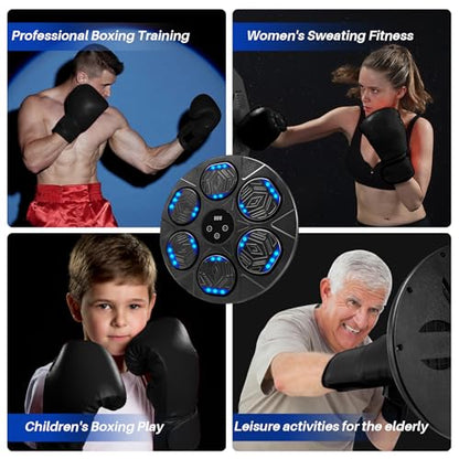 Music Boxing Machine, Bluetooth Music Punching Machine with Gloves, Electronic LED Boxing Training Equipment Wall Mounted, 9 Modes & 9 Speeds, Boxing Target for Home, Office, Gym