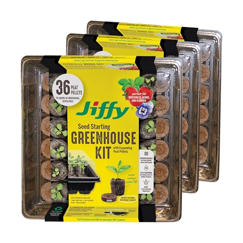 Jiffy Seed Starting Tray Kit - 36 Cell, Bonus 3 Pack, Seeding Starter Kit - 11 x 11 x 4.25 in - Plastic - style: 3 Greenhouse Kit