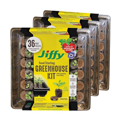 Jiffy Seed Starting Tray Kit - 36 Cell, Bonus 3 Pack, Seeding Starter Kit - 11 x 11 x 4.25 in - Plastic - style: 3 Greenhouse Kit