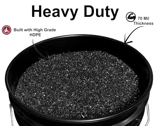 5-Gallon Bucket Only – No Lid Included, Made in USA, Food Grade BPA Free Plastic, Heavy Duty Multi-Use, Metal Handle with Grip, Stackable Storage – Black, 3 Pack - color: Black, size: 3
