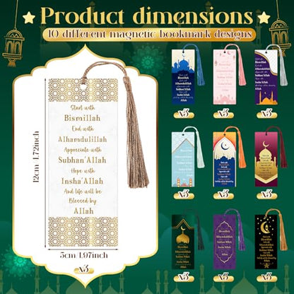 Resurhang 30 Pcs Eid Tassel Bookmarks Multicolor Islamic Quran Bookmarks, Ramadan Eid Gifts Bulk, Muslim Islamic Gift Party Favors for Quran, Books, and Planners