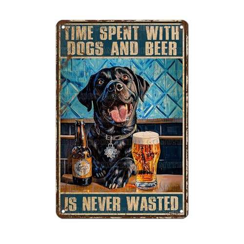 Dog Beer Sign Dog Bar Sign Vintage Beer Signs for Bar 12 * 8inch - color: Coffee17, size: 20X30cm(12*8in)