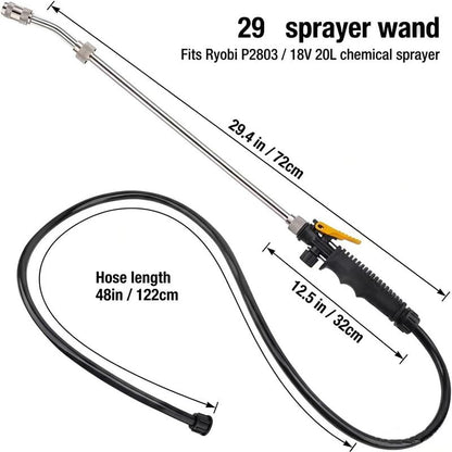 307479001 Replacement Trigger Wand with Hose for Ryobi Backpack Sprayer P2800 P2800A P2810 P2803 P2803A 18 Volt, Stainless Steel Construction with Lockable Switch & Adjustable Nozzle, 29 Inch