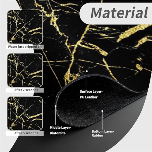 Kitchen Sink Splash Guard，Black gold marble-1 Faucet Mat Sink Gadgets-Super Absorbent Fast Drying Mat Drip Catcher for Kitchen, Bathroom,Sink Mat, Dish Drying Mat, Bathroom(15" X 5.5" ) - color: Black gold marble-1