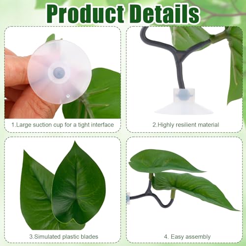 6pcs Double Layer Betta Leaf Hammock, Realistic Plastic Big & Small Leaf Fish Tank Decor with Suction Cups Branches Aquarium Plants for Betta Fish Resting Bed Spawning Ground - style: Style B
