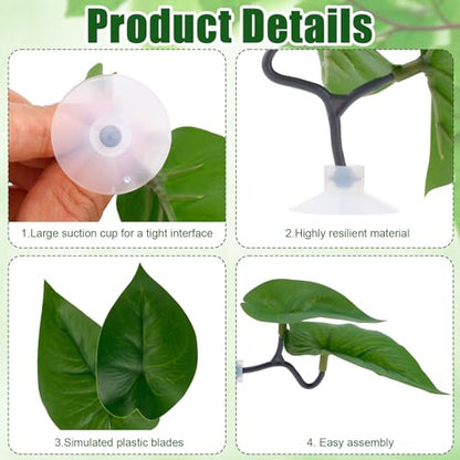 6pcs Double Layer Betta Leaf Hammock, Realistic Plastic Big & Small Leaf Fish Tank Decor with Suction Cups Branches Aquarium Plants for Betta Fish Resting Bed Spawning Ground - style: Style B